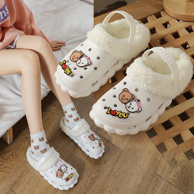 Women's Plush Liner Thermal Cotton Slippers Sets - Fashionner