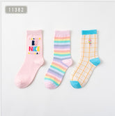 Three Pairs Of Women's Cartoon Food Printed Cotton Socks - Fashionner