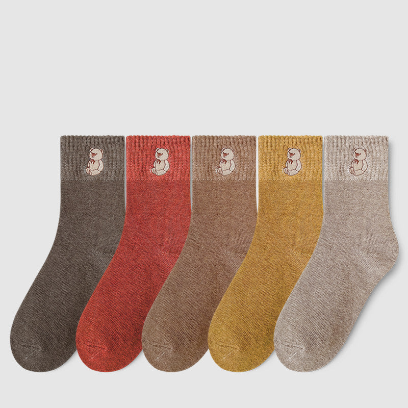 Women's Fashion Terry Padded Warm Solid Colour Socks - Fashionner