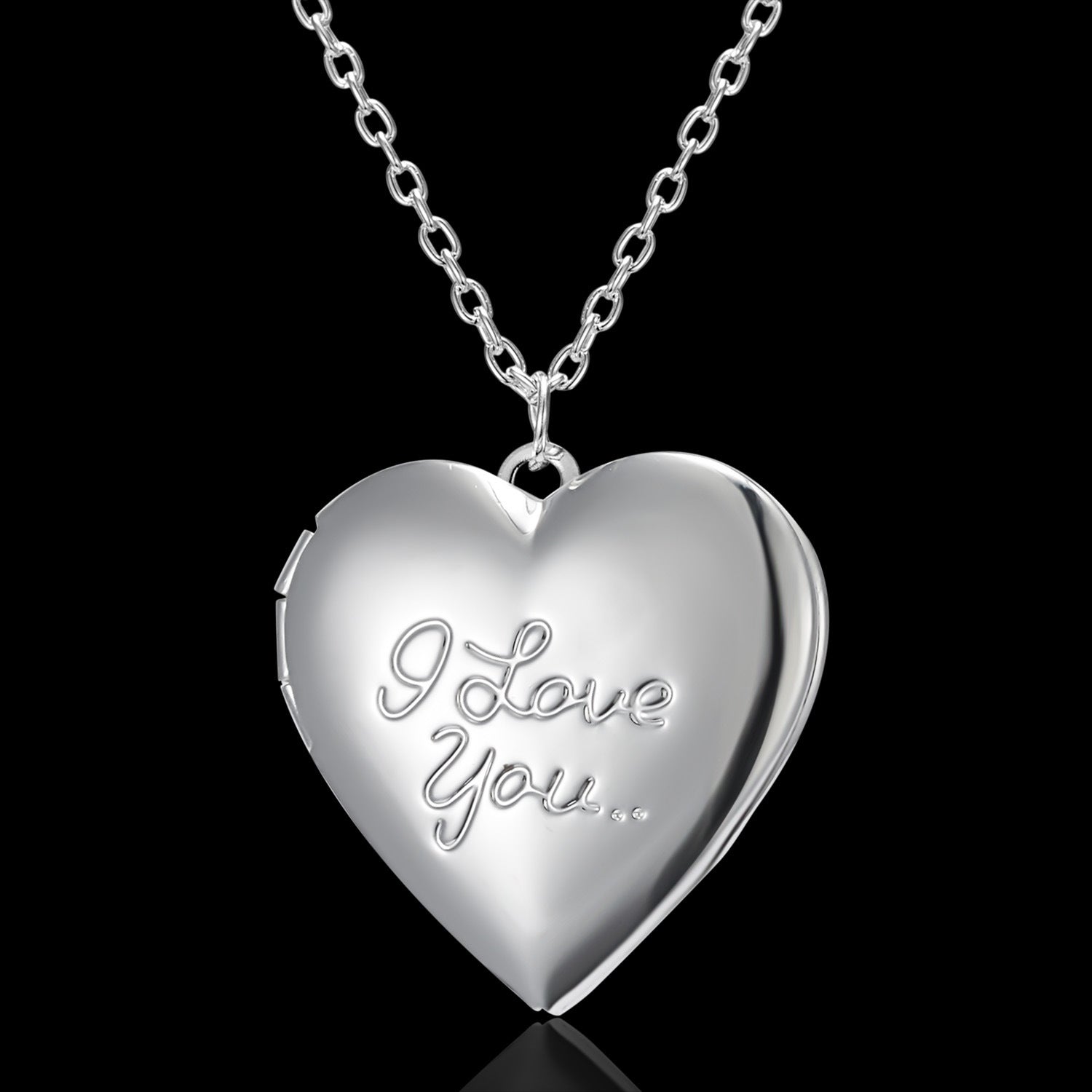 Carved Design Love Necklace Personalized Heart-shaped Photo Frame Pendant Necklace For Women Family Jewelry For Valentine's Day - Fashionner