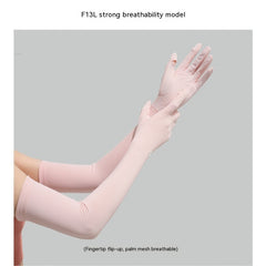 Nylon Ice Silk Long Sun Protection Ice Sleeve Gloves Women's UV Protection Sleeves Sun Protection Summer Long Arm Guard