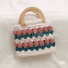 Cloth Line Crochet Knitting Tulips Handbags - Fashionner