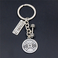 Mini Sports Equipment Keychain Dumbbell Weightlifting Unique Key Pendant