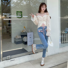 Design Slim Jeans Women Straight High Waist Stretch Cigarette Slim Long Pants - Fashionner