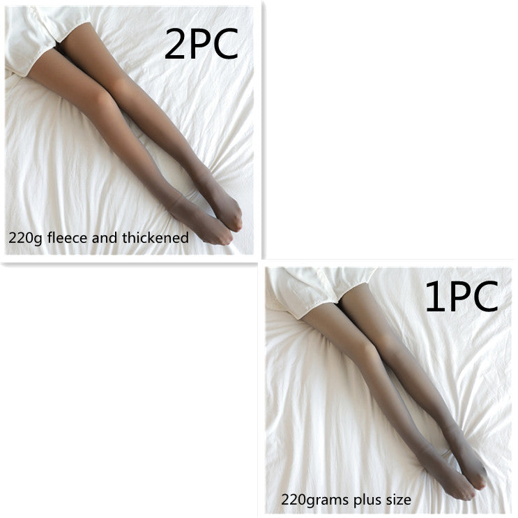 Fake Translucent Plus Size Leggings Fleece Lined Tights Fall And Winter Warm Fleece Pantyhose Women Fleece Lined Pantyhose Thermal Winter Tights - Fashionner