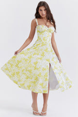 New Women's Floral Print Dress With Straps - Fashionner