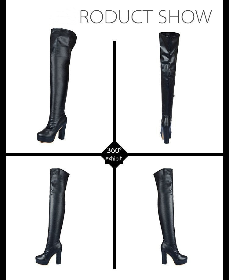 Elastic Force Show Legs Knight Boots Over The Knee - Fashionner