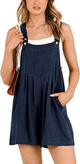 Women's Short Overalls Summer Casual Adjustable Strap Loose Short Bib Overalls Jumpsuit Rompers - Fashionner