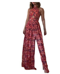 Fashion Printed Cross Collar Lace Pleated Sleeve Dress - Fashionner