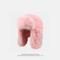 Blue Velvet Ushanka Female Winter Thicken Thermal Furry Earmuffs Hat - Fashionner