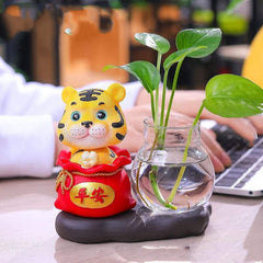 Year Of The Tiger Small Souvenir Ornament Tiger Desktop Glass Hydroponic Vase