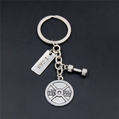 Mini Sports Equipment Keychain Dumbbell Weightlifting Unique Key Pendant