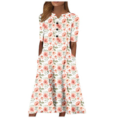 Women's Long Sleeve Long Printed Dress - Fashionner