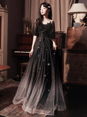 Spring Art Exam Black Xianqi Student Host Annual Party Dress - Fashionner