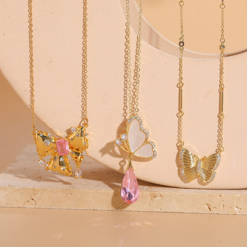 Shell Zircon Butterfly Luxury Pendant Ins Style Niche - Fashionner