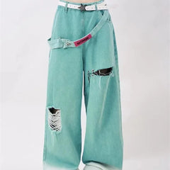 American Retro Tattered Jeans Jeans - Fashionner
