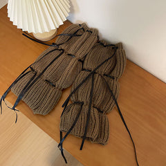 Puff Lantern Lace-up Knitted Girl Foot Sock - Fashionner