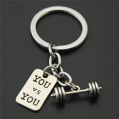Mini Sports Equipment Keychain Dumbbell Weightlifting Unique Key Pendant