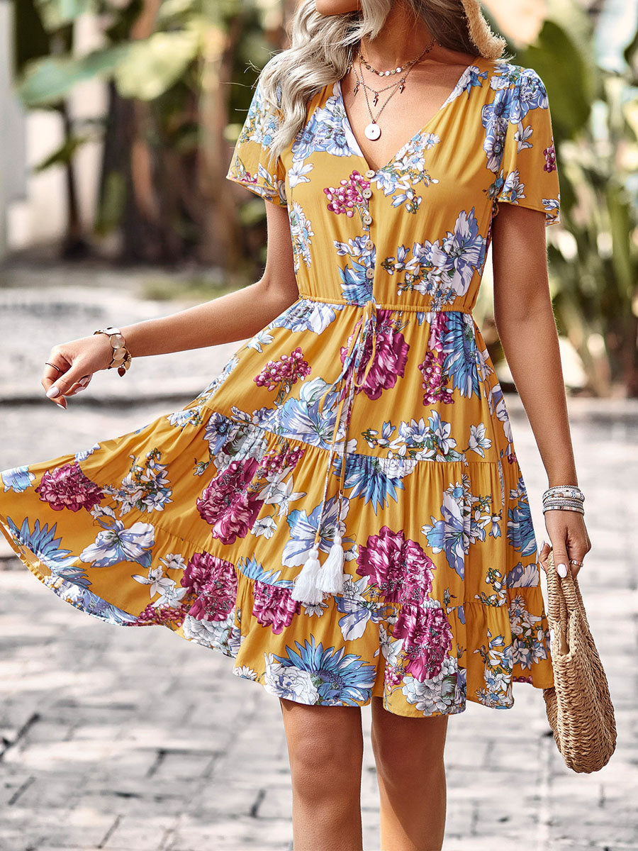 Women Summer Casual Printed Maxi Dress Party Evening Dresses - Fashionner