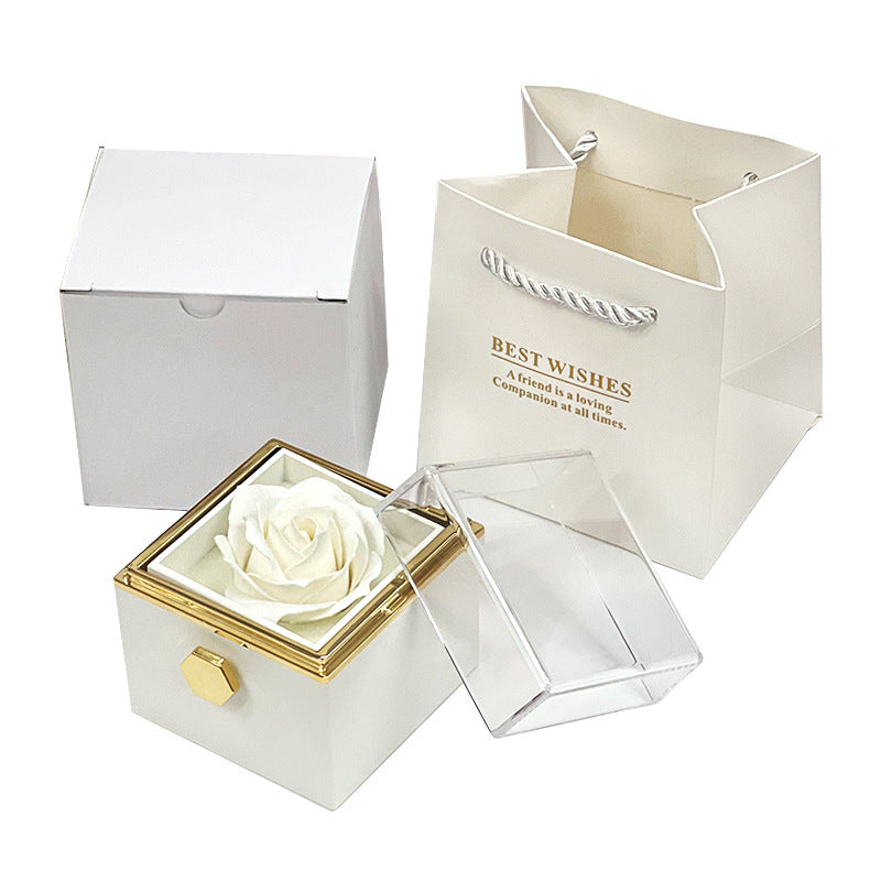 Rotating Soap Flower Rose Gift Box Creative Rotating Rose Jewelry Packaging Box Valentine's Day Gift For Women - Fashionner