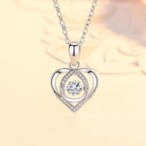 S925 Beating Heart-shaped Necklace Women Luxury Love Rhinestones Necklace Jewelry Gift For Valentine's Day - Fashionner