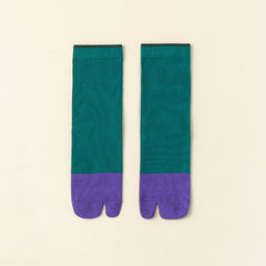 Women's Stitching Summer Thin Fashion Mid-calf Two-toe Socks - Fashionner