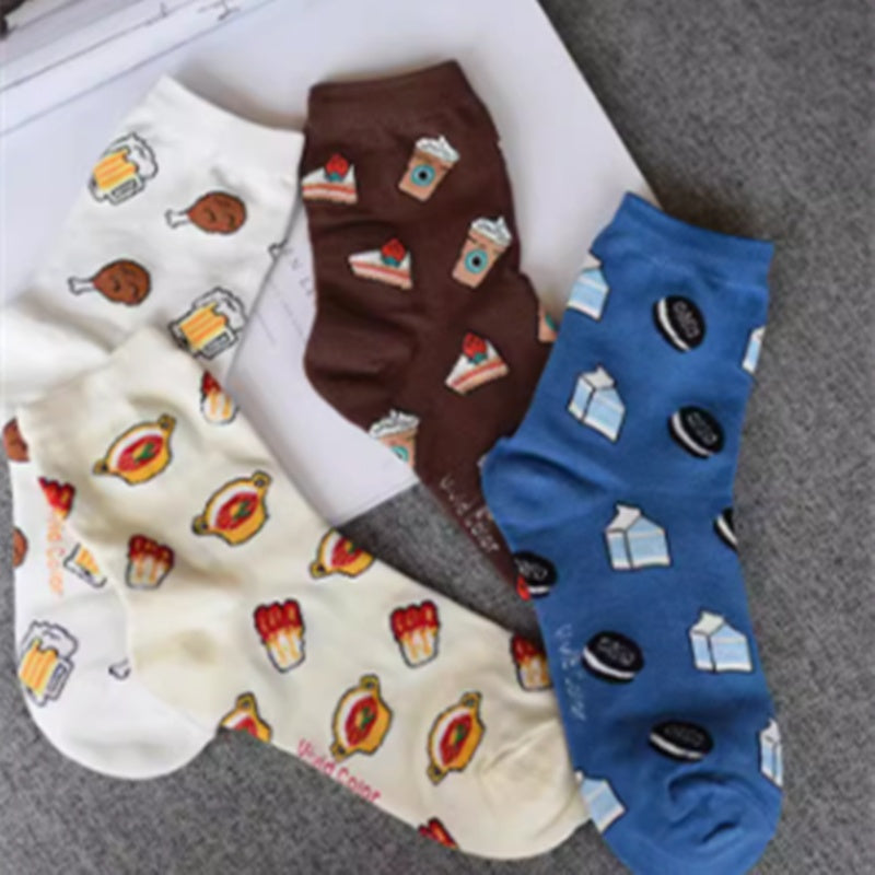 Illustration Of Cookies, Food Patterns, Blue Socks, Children - Fashionner