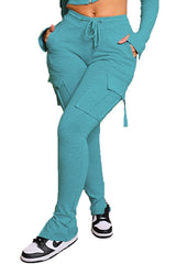 Cargo Pants With Pockets High Waist Drawstring Wide Leg Straight Trousers For Women Overalls - Fashionner