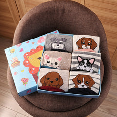 Cute Cartoon Three-dimensional Pure Cotton Mid Tube Christmas Couple Socks - Fashionner