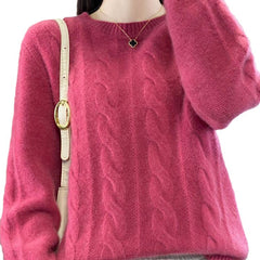 Women's Cable-knit Sweater Knitwear Top Pullover Solid Color Bottoming Shirt - Fashionner