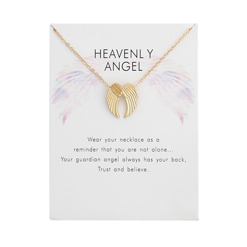 Fashion Jewelry Ladies Pendant Angel Wings Card Necklace - Fashionner