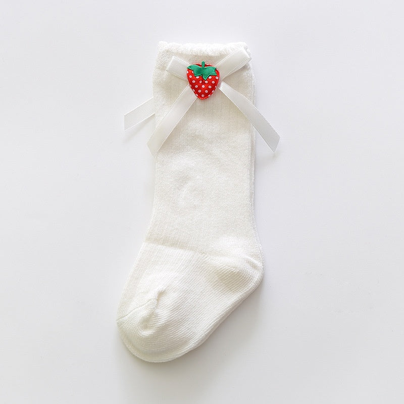 Girls' Stockings Korean Style Ins Bow Baby Princess Socks Long Tube Baby Calf Socks Spring And Autumn Children's Cotton Socks - Fashionner