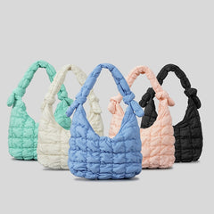 Simple Quilted Bubble Texture Cloud Pleated Handbag For Women - Fashionner