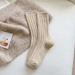 Solid Color Wool Socks Children - Fashionner