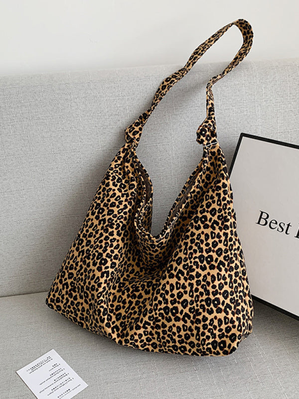 New leopard print shoulder bag canvas shopping bag - Fashionner
