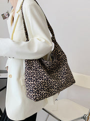 New leopard print shoulder bag canvas shopping bag - Fashionner