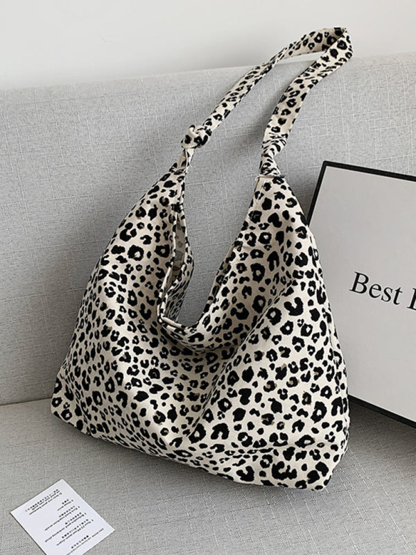 New leopard print shoulder bag canvas shopping bag - Fashionner