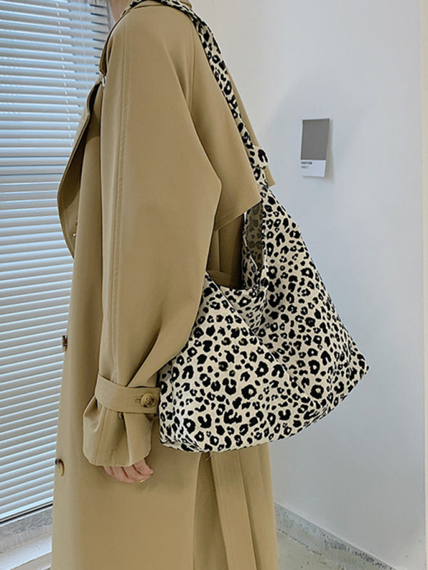 New leopard print shoulder bag canvas shopping bag - Fashionner
