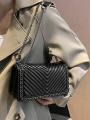 Embroidered thread chain portable small square bag shoulder bag - Fashionner