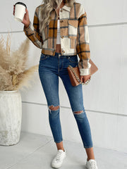 New women's plaid cross-border long-sleeved shirt jacket - Fashionner