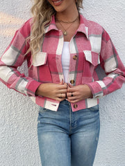 New women's plaid cross-border long-sleeved shirt jacket - Fashionner