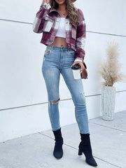 New women's plaid cross-border long-sleeved shirt jacket - Fashionner