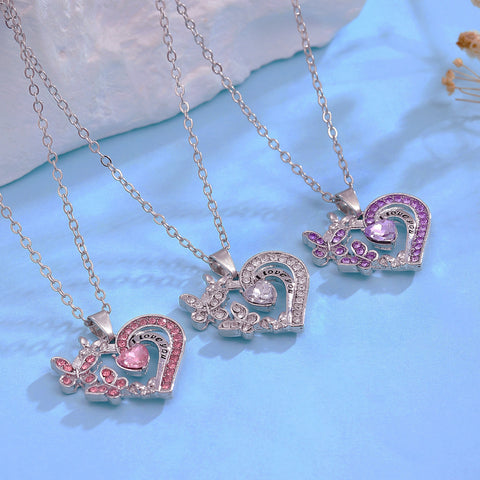 Collier papillon Ins avec strass, pendentif chaîne de clavicule creuse en forme de cœur, tendance et personnalisé, pour la Saint-Valentin