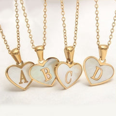 26 Letter Heart-shaped Necklace White Shell Love Clavicle Chain Fashion Personalized Necklace For Women Jewelry Valentine's Day - Fashionner