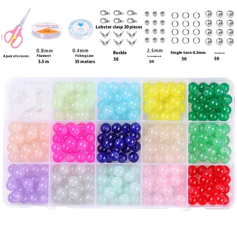 Perles rondes doubles en cristal de verre, kit de matériaux pour bracelet DIY fait à la main, boîte d'accessoires, matériaux pour enfiler les perles