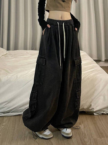 Jeans Tooling Loose Wide Leg Pants Women - Fashionner
