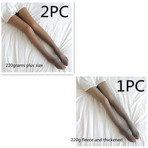 Fake Translucent Plus Size Leggings Fleece Lined Tights Fall And Winter Warm Fleece Pantyhose Women Fleece Lined Pantyhose Thermal Winter Tights - Fashionner