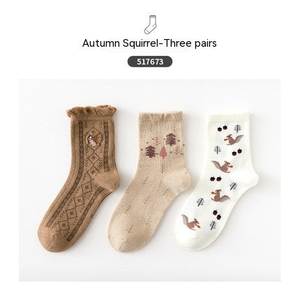 Cartoon Mid Tube Trendy Cotton Women's Socks - Fashionner