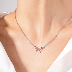 Sweet Light Luxury Metal Diamond Bow Necklace For Women - Fashionner
