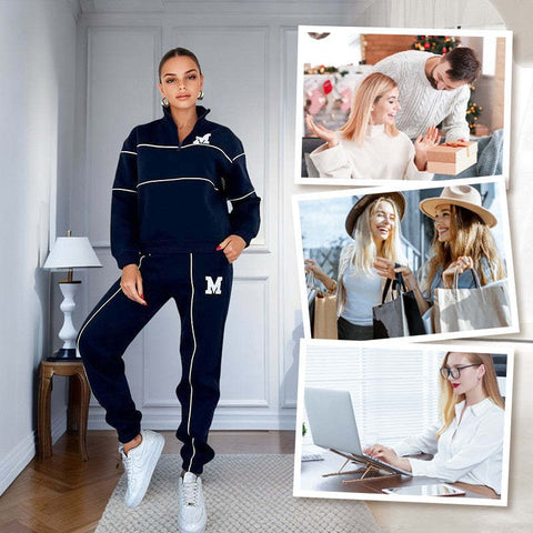 Ensembles survêtement femme 2 pièces – Pull sans capuche et pantalon de jogging ample tendance avec poches